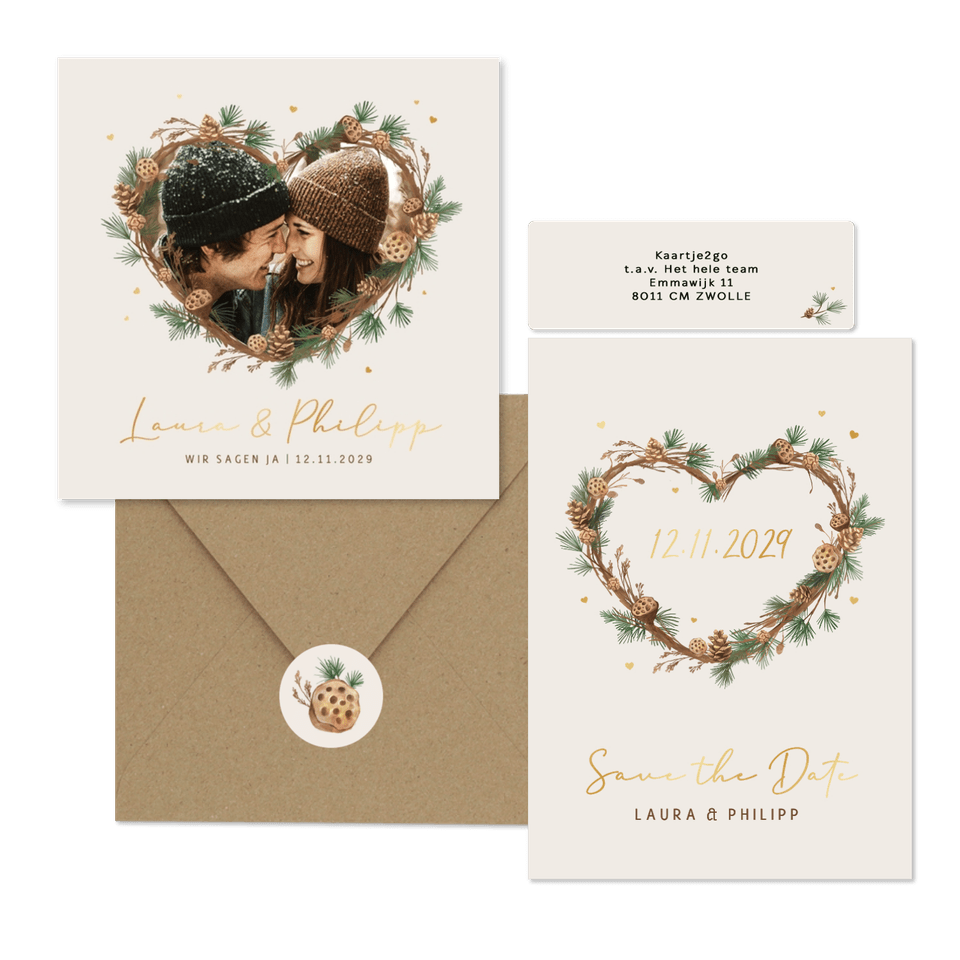 Hochzeit - Tannenzweige Herz Rahmen zur Winterhochzeit