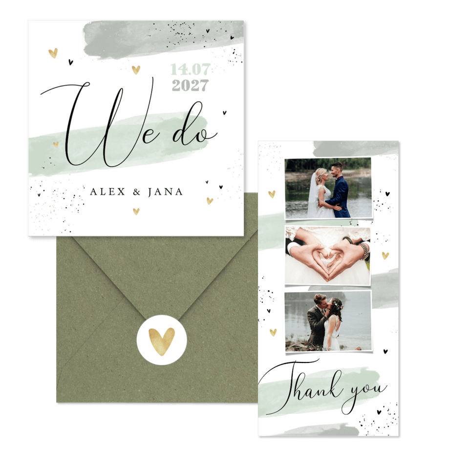 Hochzeitskartenset Aquarell & Typografie