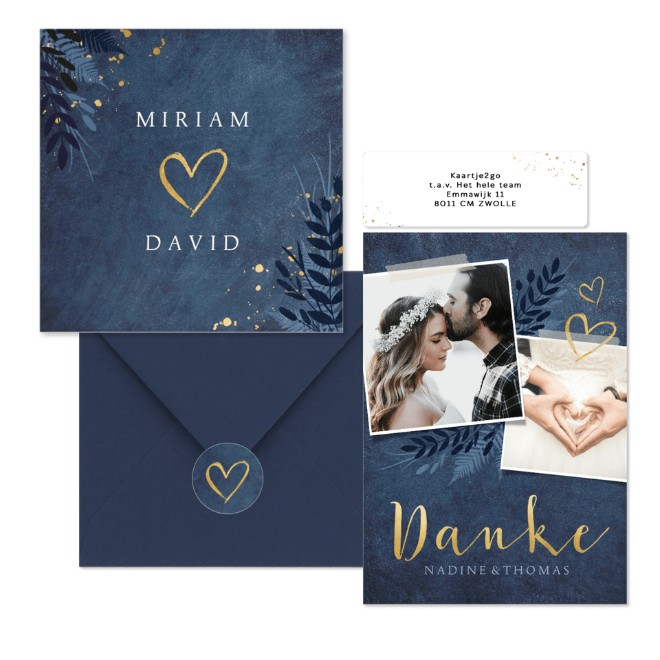 Hochzeitskartenset dunkelblaue Botanik