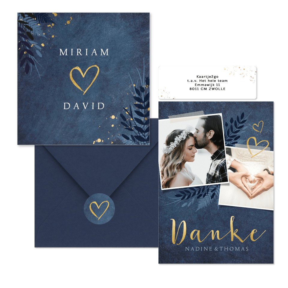 Hochzeitskartenset dunkelblaue Botanik