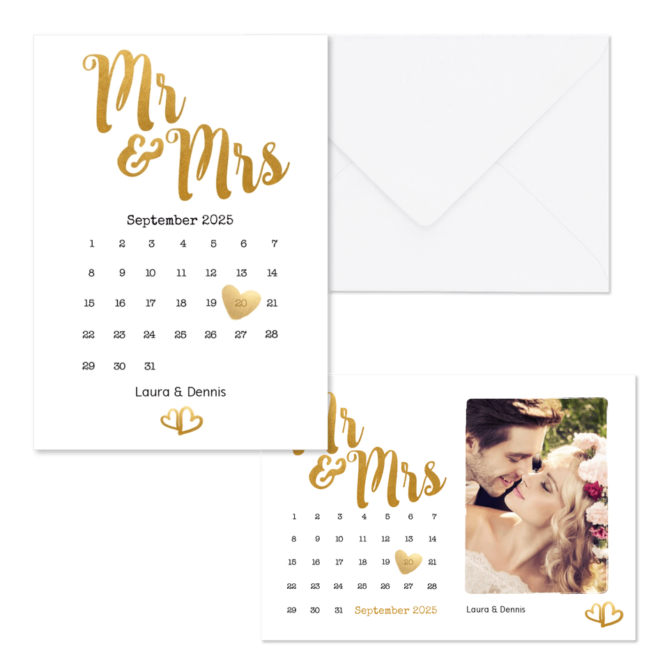 Hochzeitskartenset goldenes Handlettering