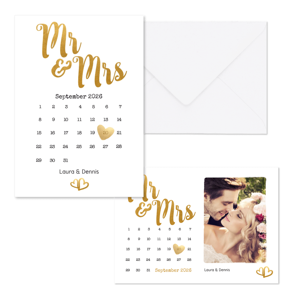 Hochzeitskartenset goldenes Handlettering