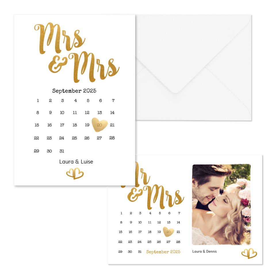 Hochzeitskartenset goldenes Handlettering