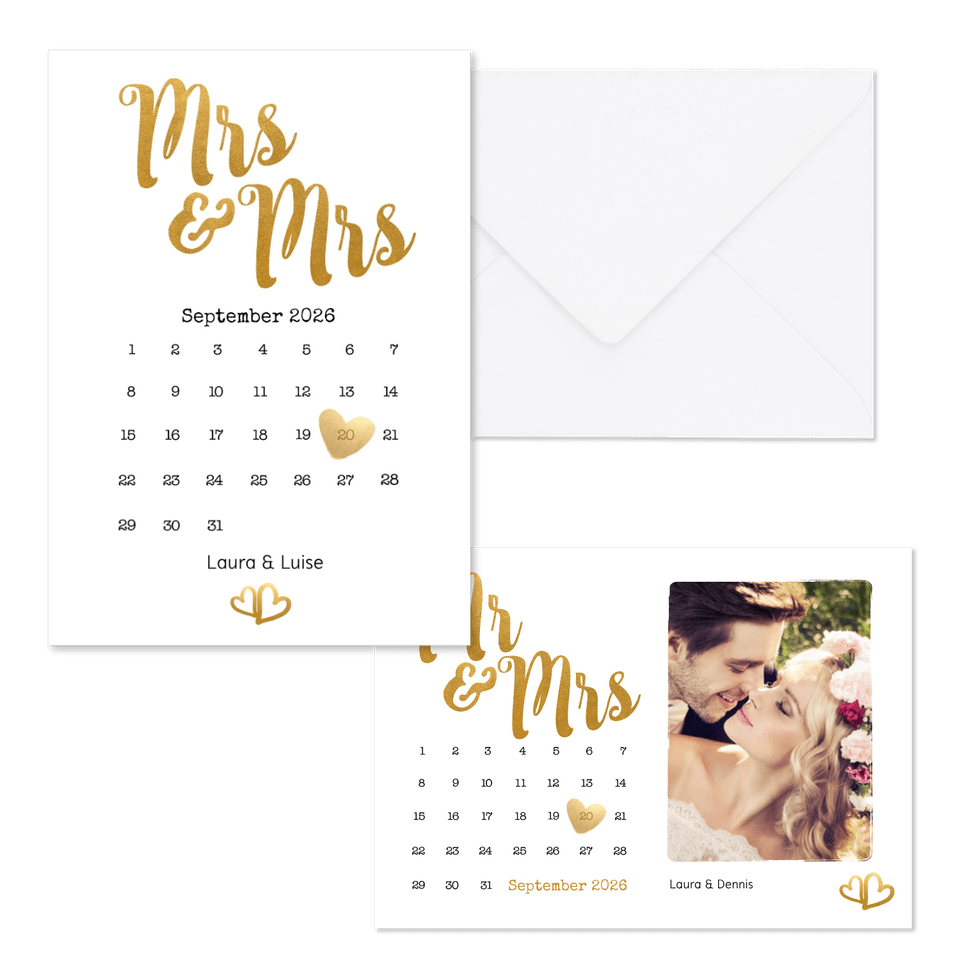 Hochzeitskartenset goldenes Handlettering