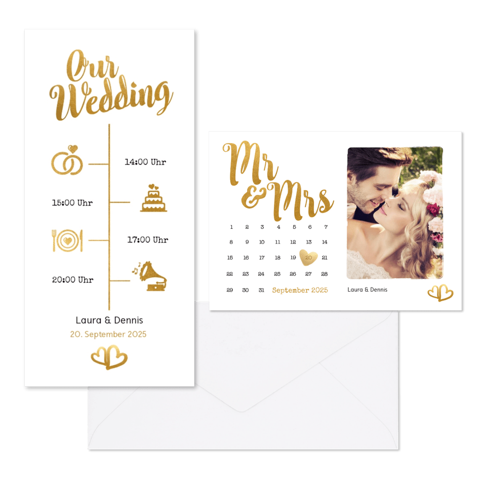 Hochzeit - Gold - Kalender und Timeline