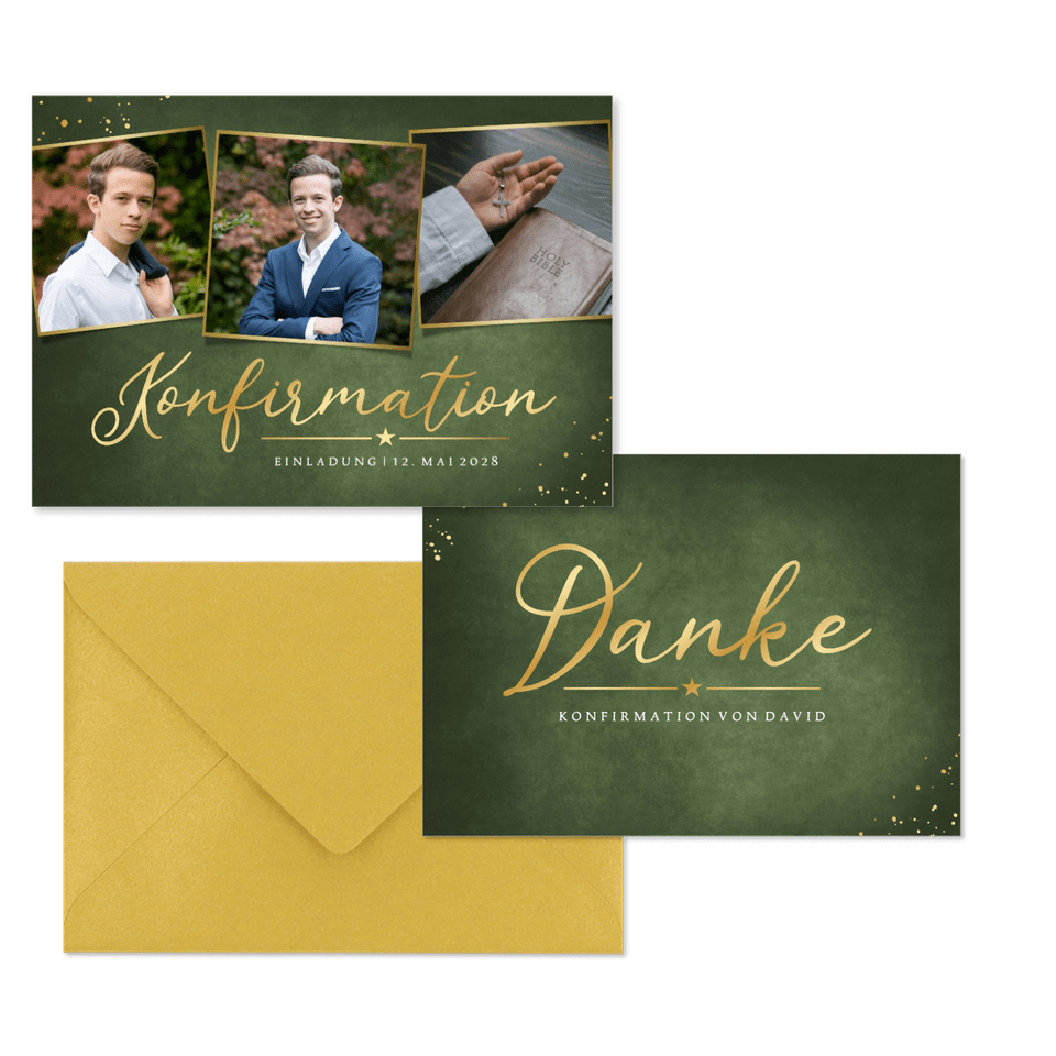 Konfirmation - Klassisch grün in Goldlook