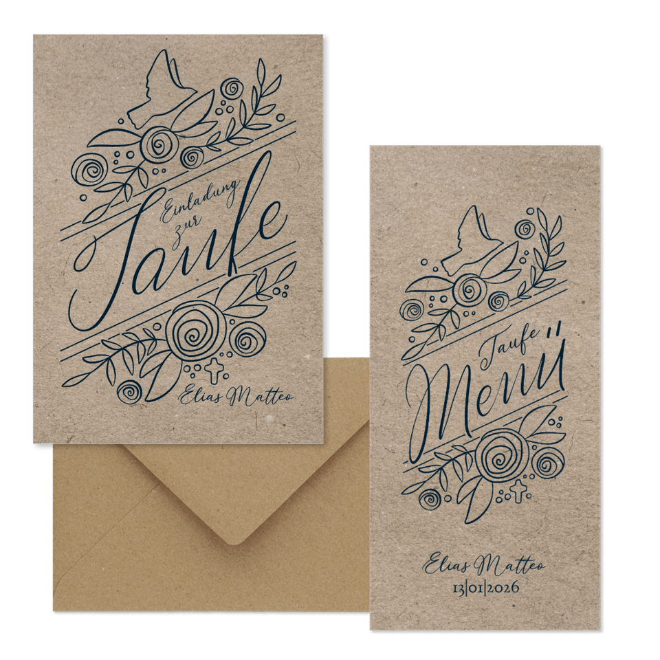 Taufe - Kraftpapier Schreibschrift
