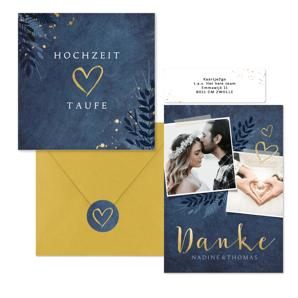 Hochzeitskartenset dunkelblaue Botanik