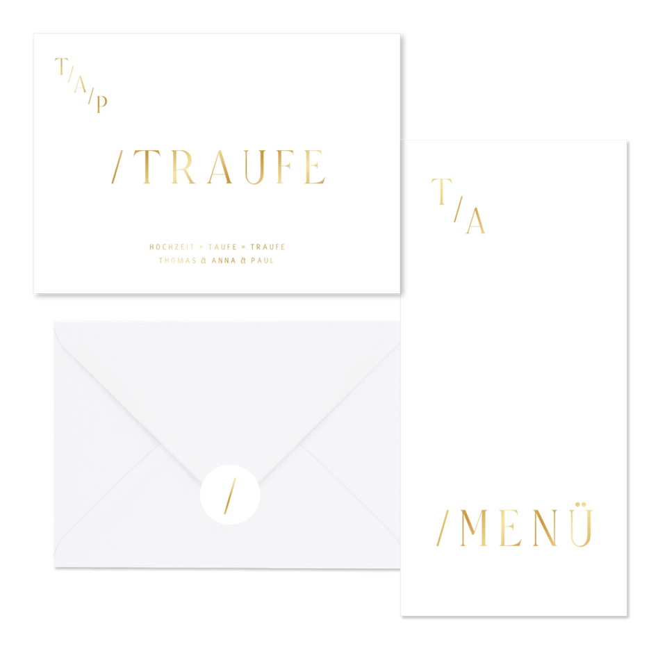 Hochzeitskartenset minimalistisch Goldschrift