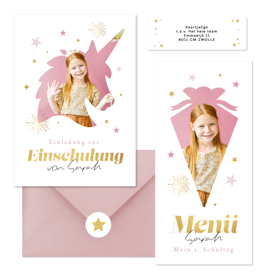 Einschulung - Fotorahmen Einhorn & Schultüte