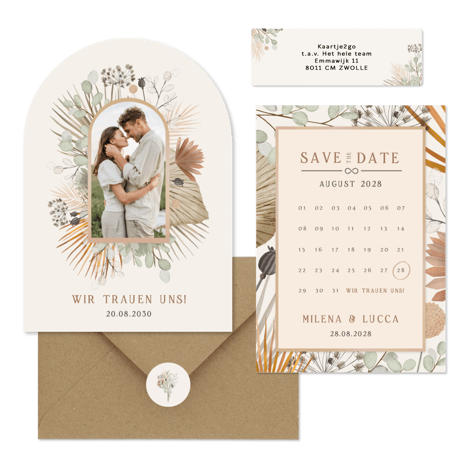 Hochzeitskartenset Trockenblumen und Gräser