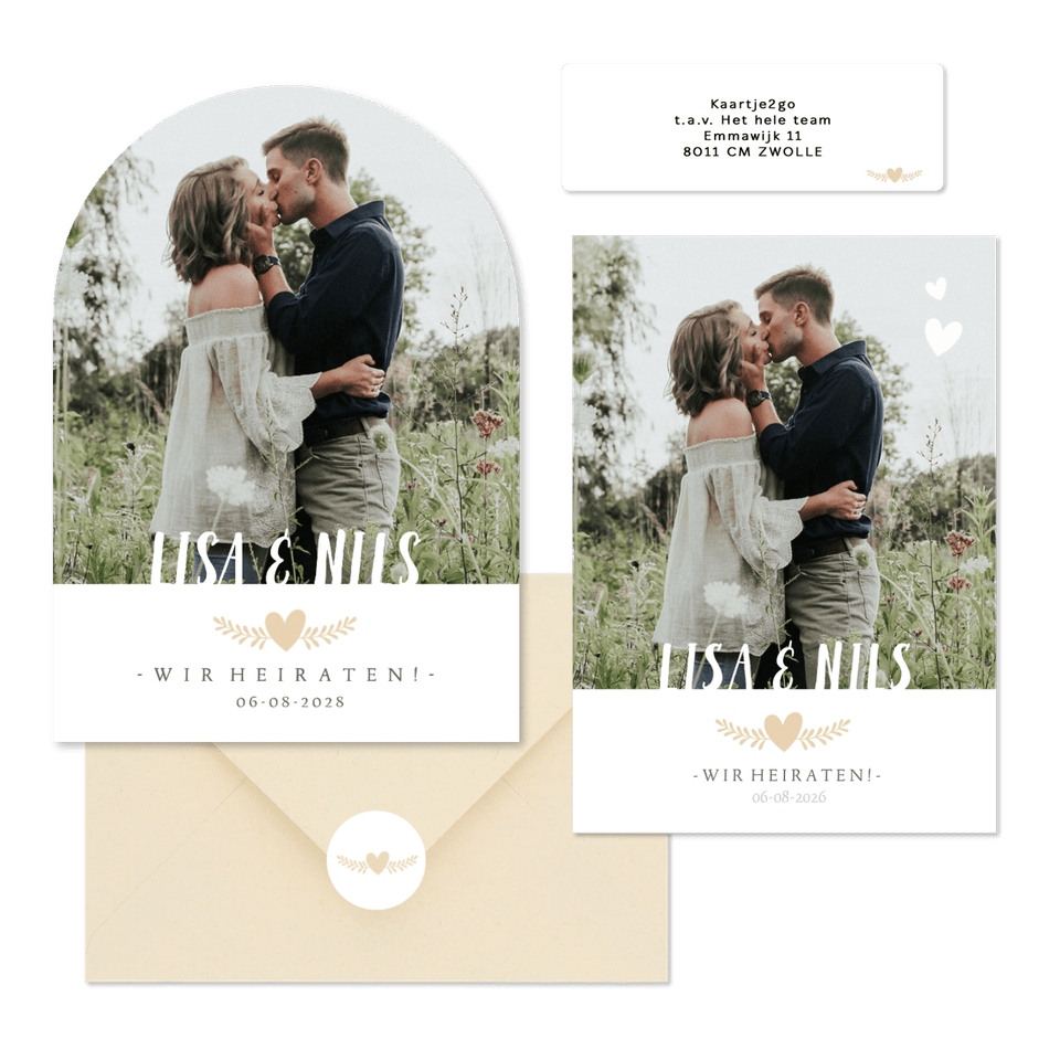 Hochzeitskartenset schlichte Fotoreihe