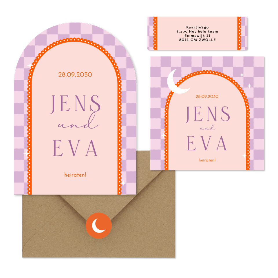 Hochzeit - Lila Karomuster mit Bogen