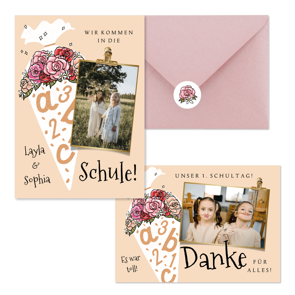 Einschulung - Schultüte mit Blumen