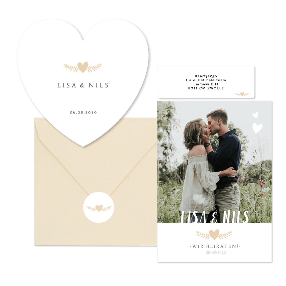 Hochzeitskartenset schlichte Fotoreihe