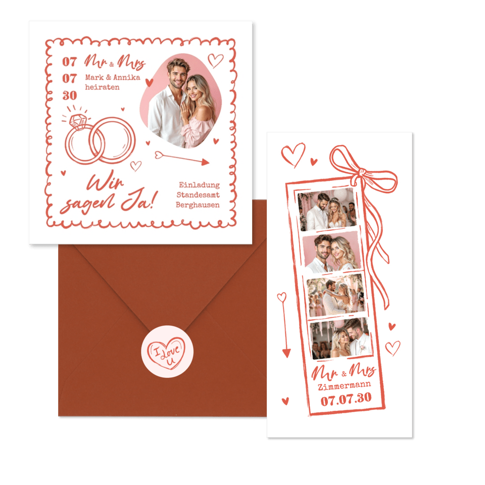 Hochzeit - Doodles rosa L
