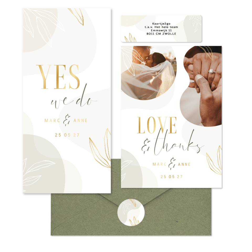 Hochzeitskartenset Boho Formen und Zweige