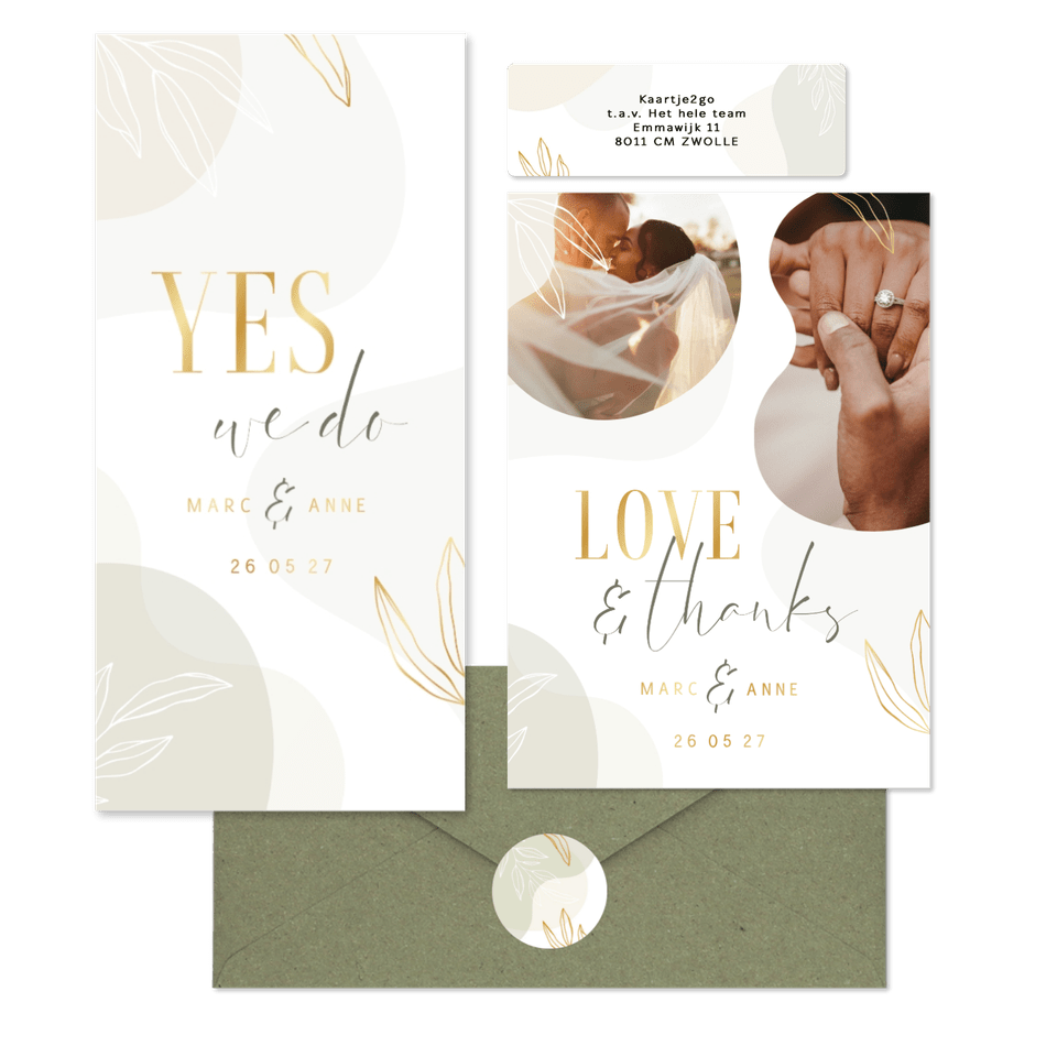 Hochzeitskartenset Boho Formen und Zweige