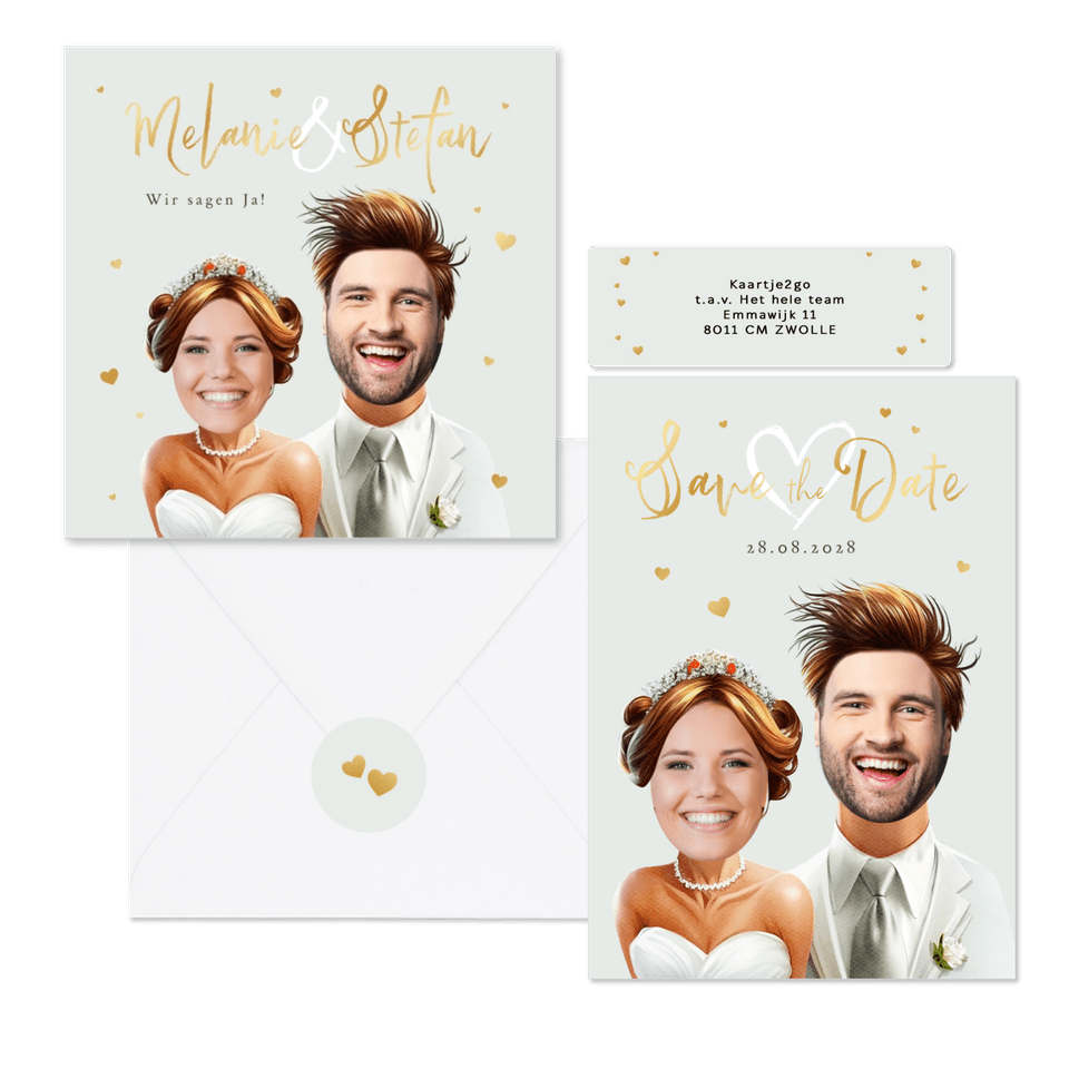 Hochzeitskartenset Lustige Porträts mit eigenen Fotos