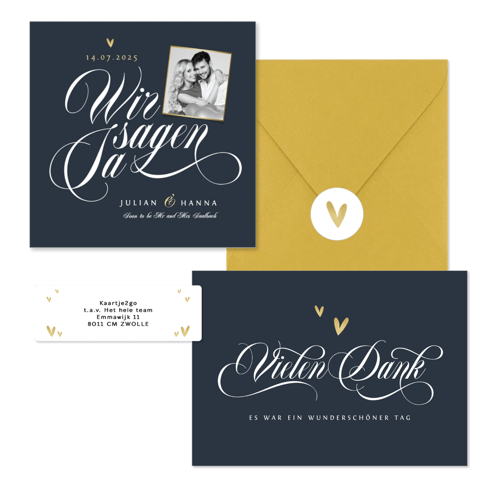 Hochzeitskartenset klassische Schreibschrift