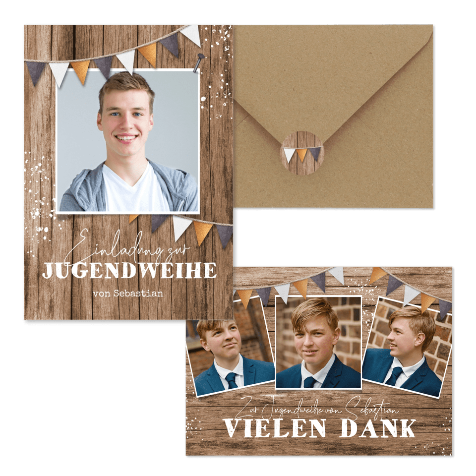 Jugendweihe - Wimpelkette Holz