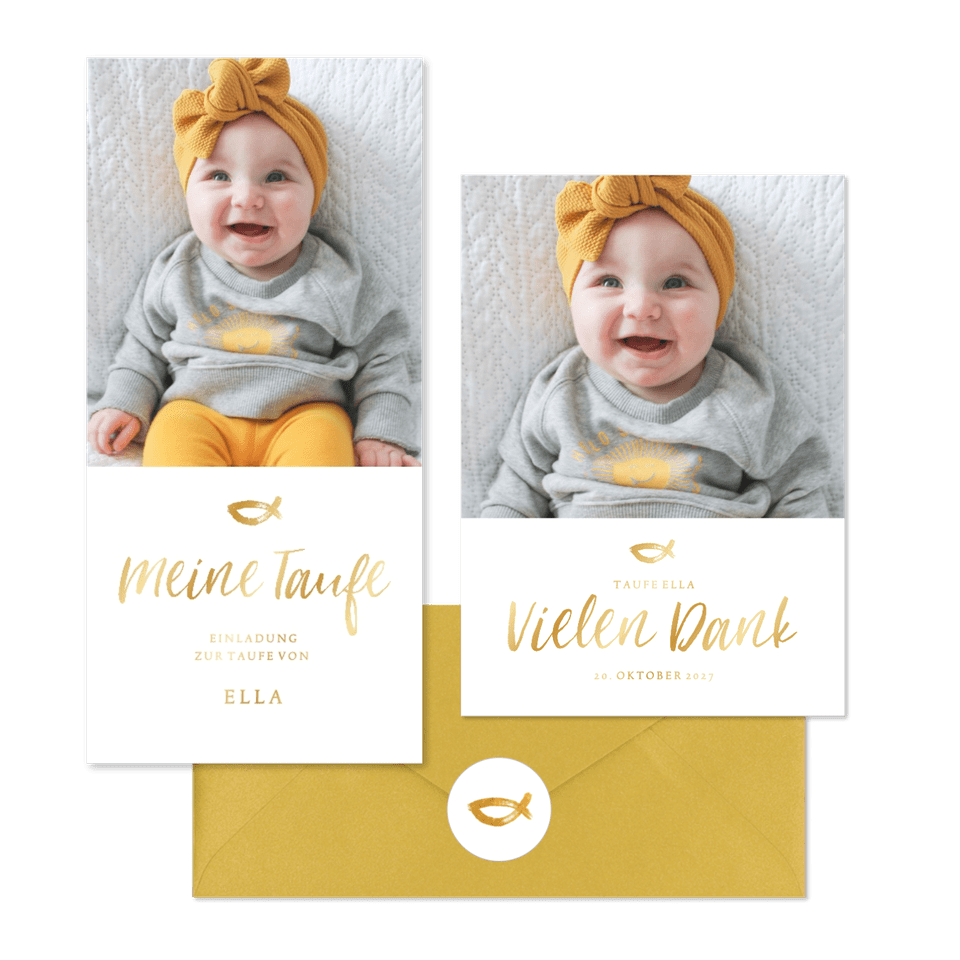Taufe - Fisch & Schrift gold