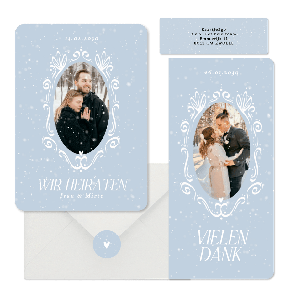 Hochzeit - Winterhochzeit Schneeflocken auf Blau romantische Ornamente