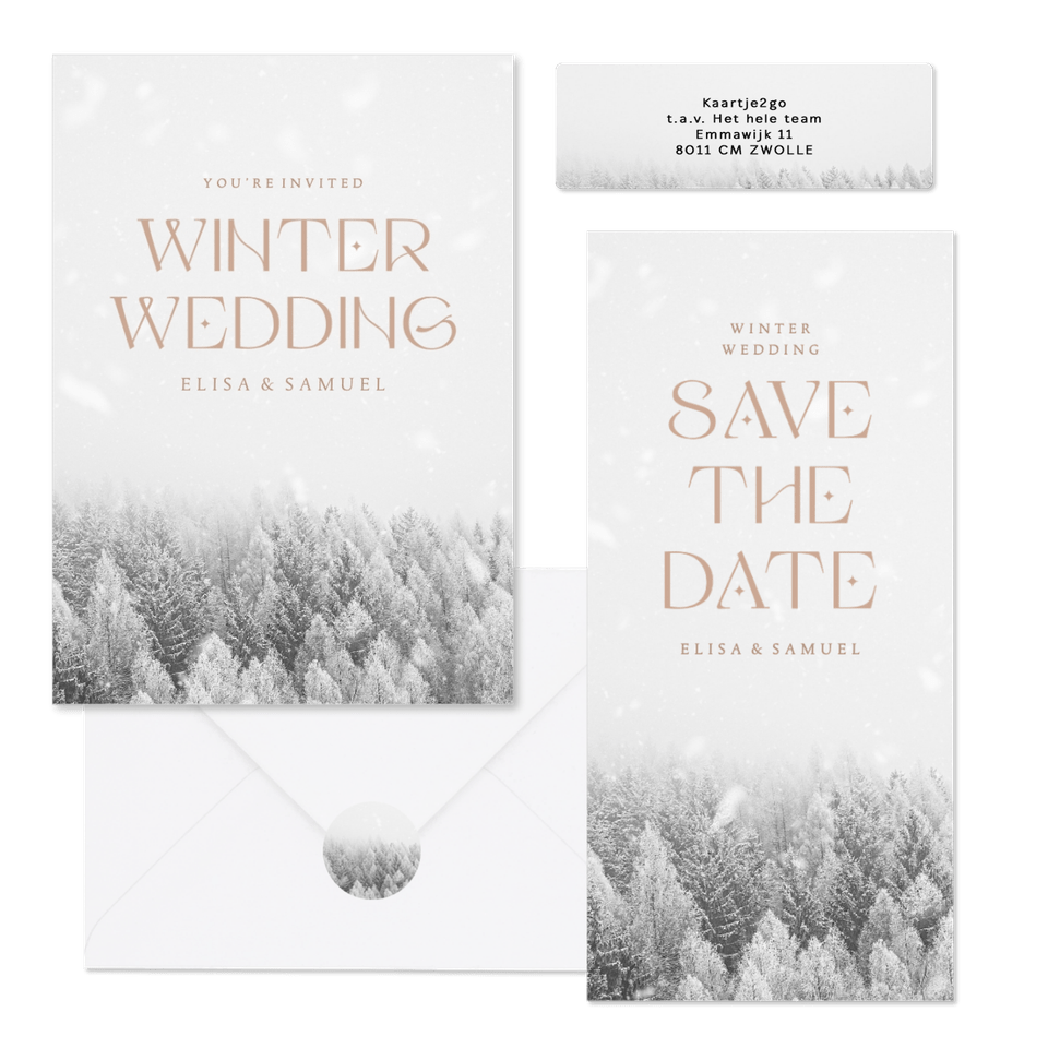 Hochzeitskartenset weißer Winterwald