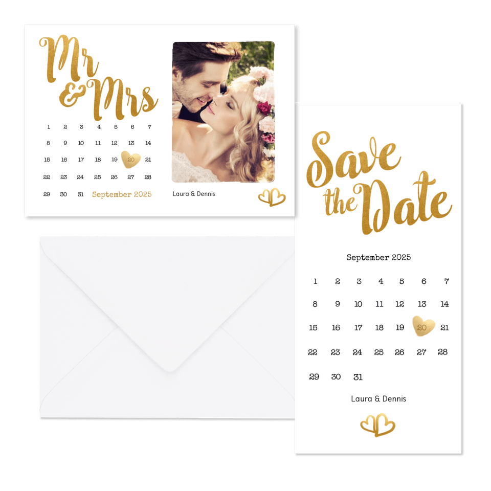 Hochzeitskartenset goldenes Handlettering