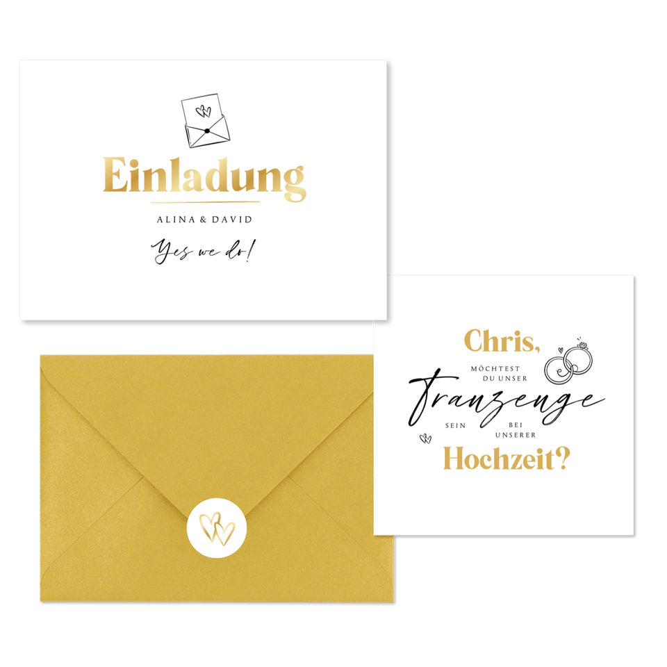 Hochzeitskartenset schlichter Schriftzug in Handschrift