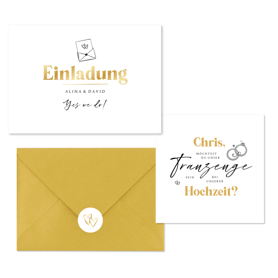 Hochzeitskartenset schlichter Schriftzug in Handschrift
