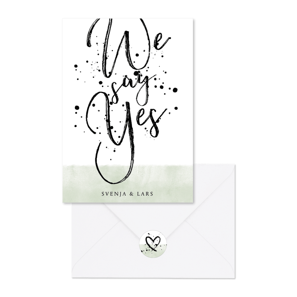 Hochzeitskartenset Auqarell mit Farbklecksen