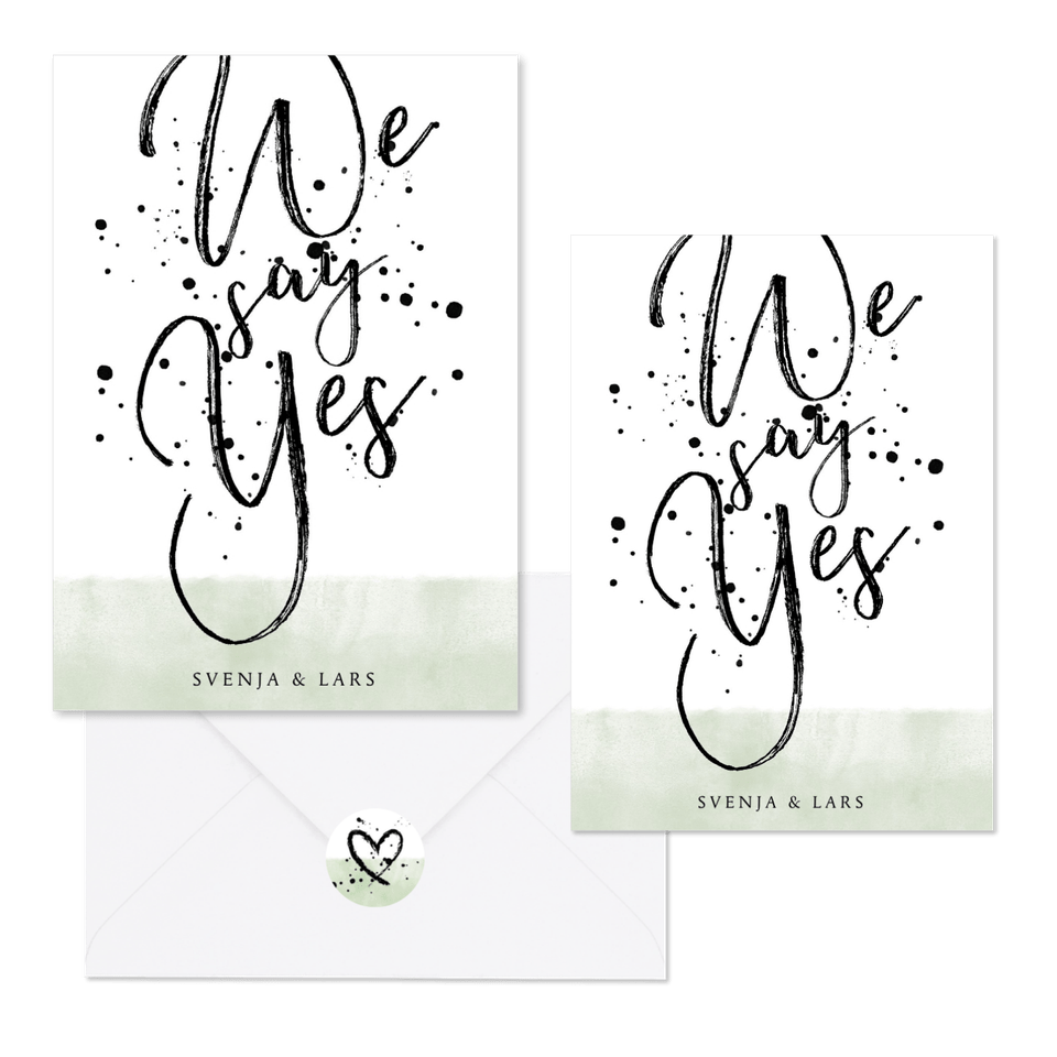 Hochzeitskartenset Auqarell mit Farbklecksen