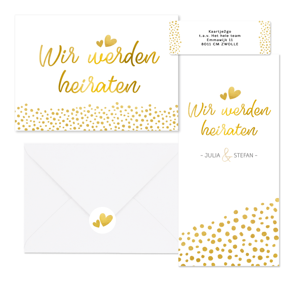 Hochzeitskartenset goldene Punkte