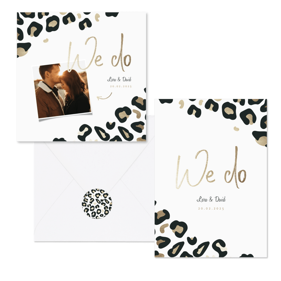 Hochzeitskartenset Leopardenmuster schwarz-gold