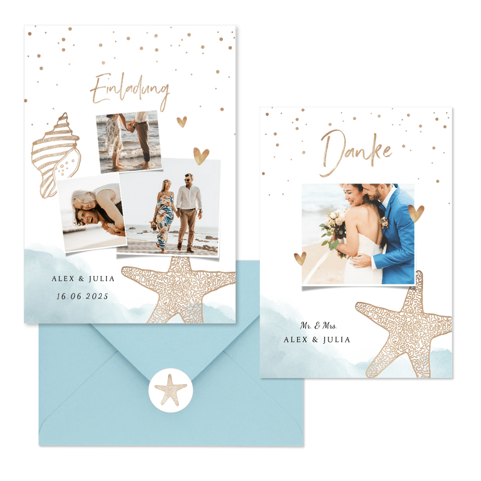 Hochzeitskartenset Strandfeeling Seestern