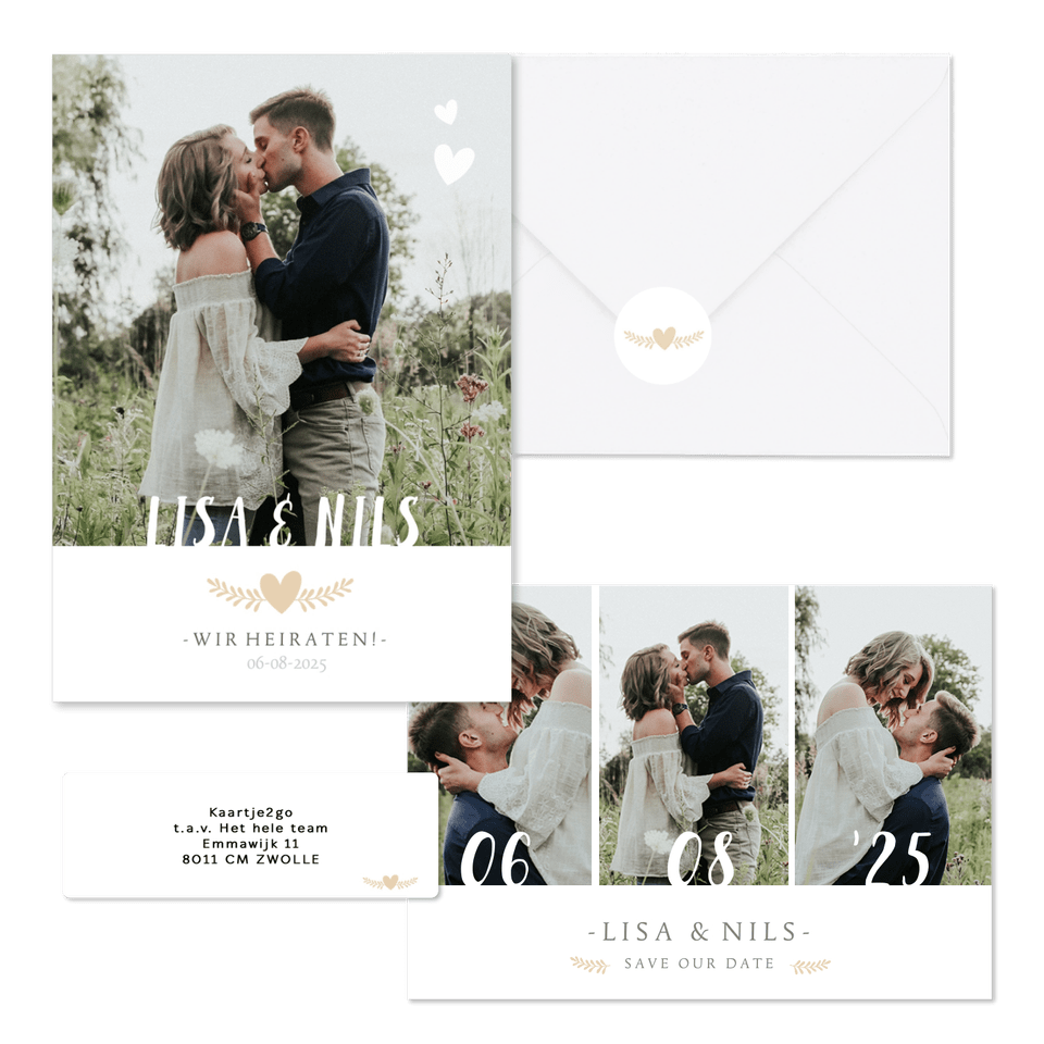 Hochzeitskartenset schlichte Fotoreihe