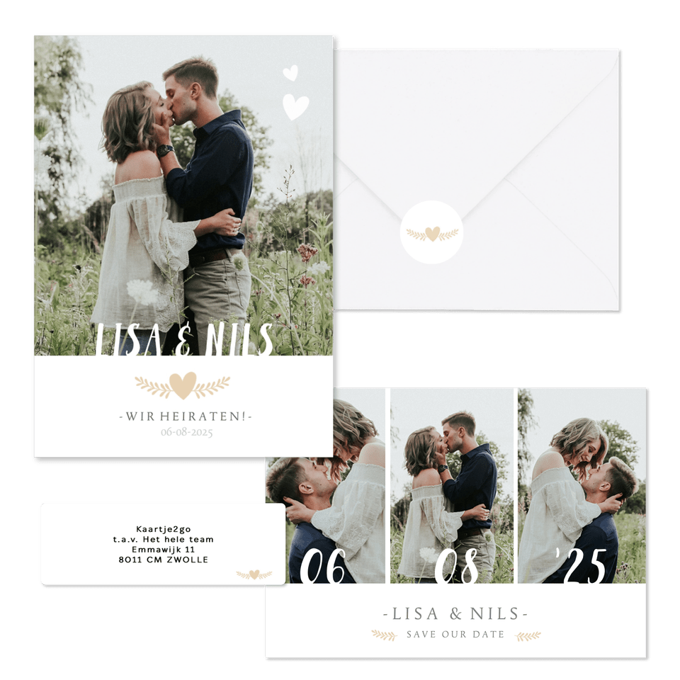 Hochzeitskartenset schlichte Fotoreihe