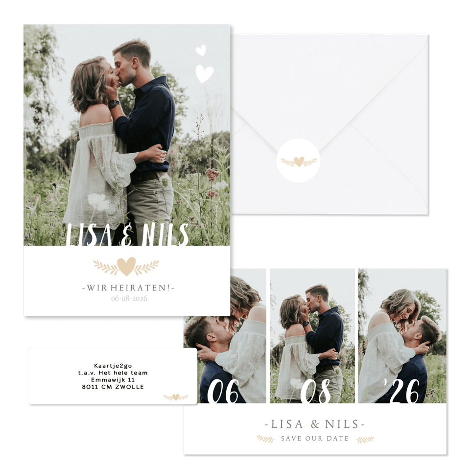 Hochzeitskartenset schlichte Fotoreihe