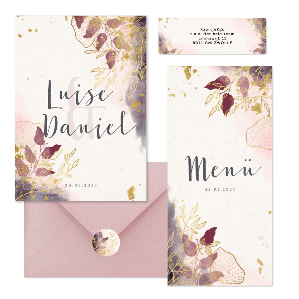 Hochzeitskarten Bohemian Zweige und Blätter