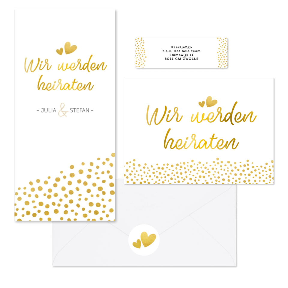 Hochzeitskartenset goldene Punkte
