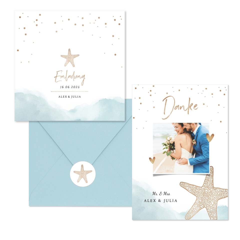 Hochzeitskartenset Strandfeeling Seestern