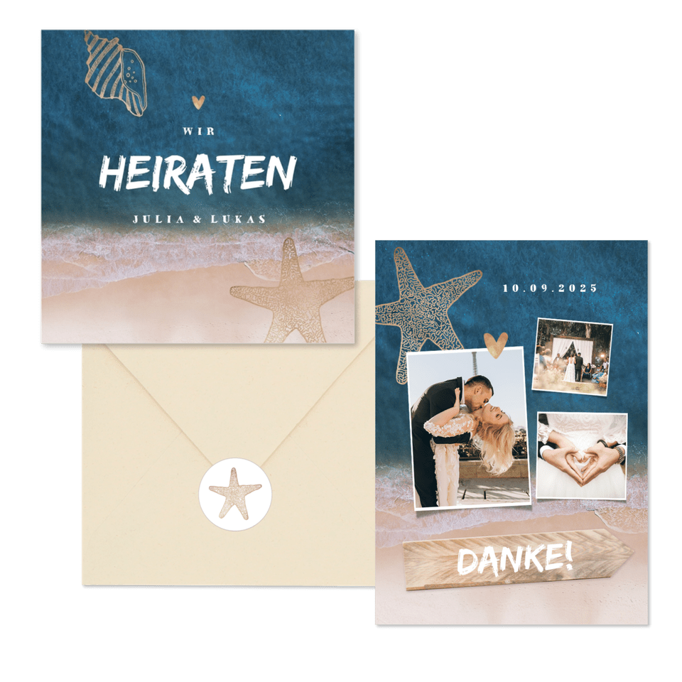 Hochzeitskartenset Strandhochzeit