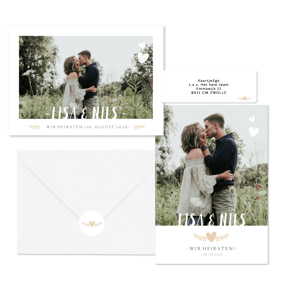 Hochzeitskartenset schlichte Fotoreihe