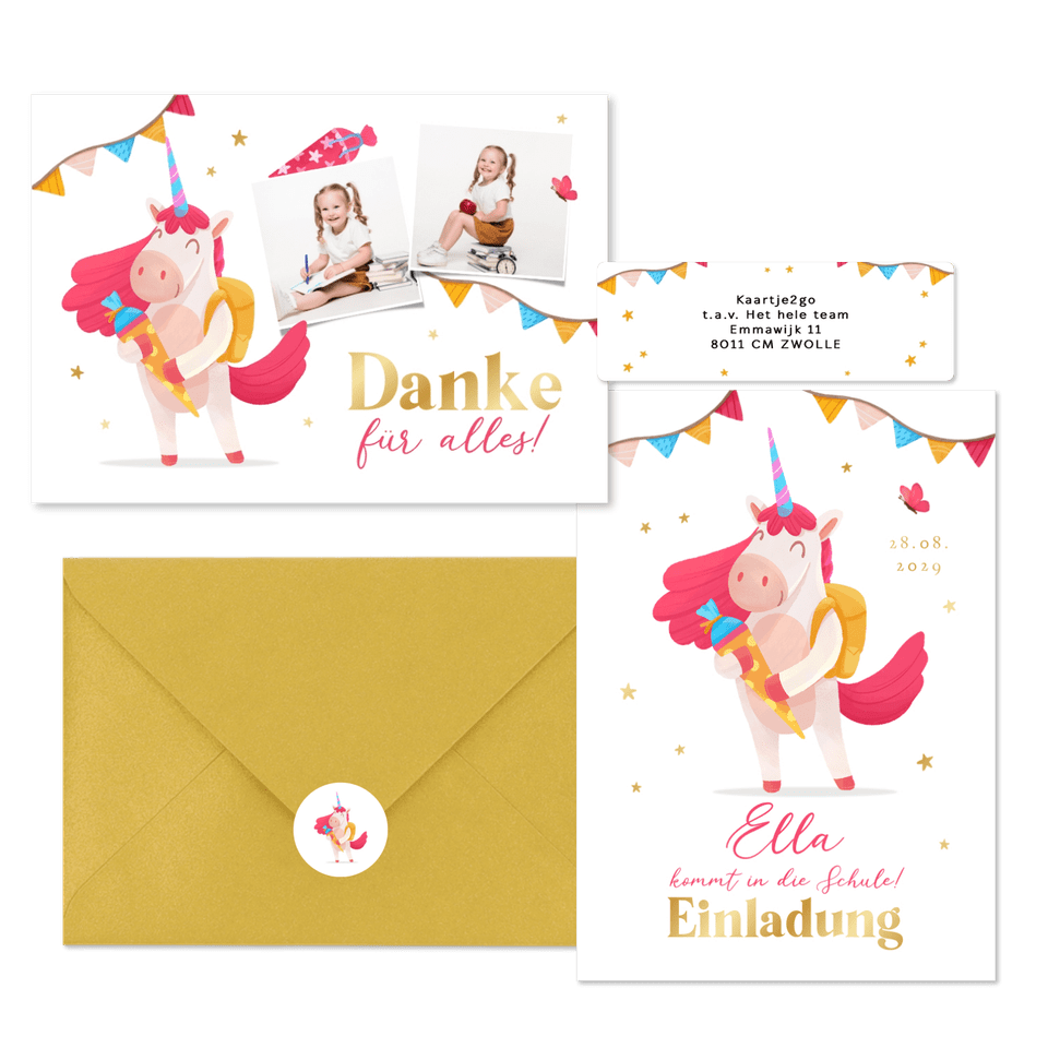 Einschulung - Unicorn pinke Mähne
