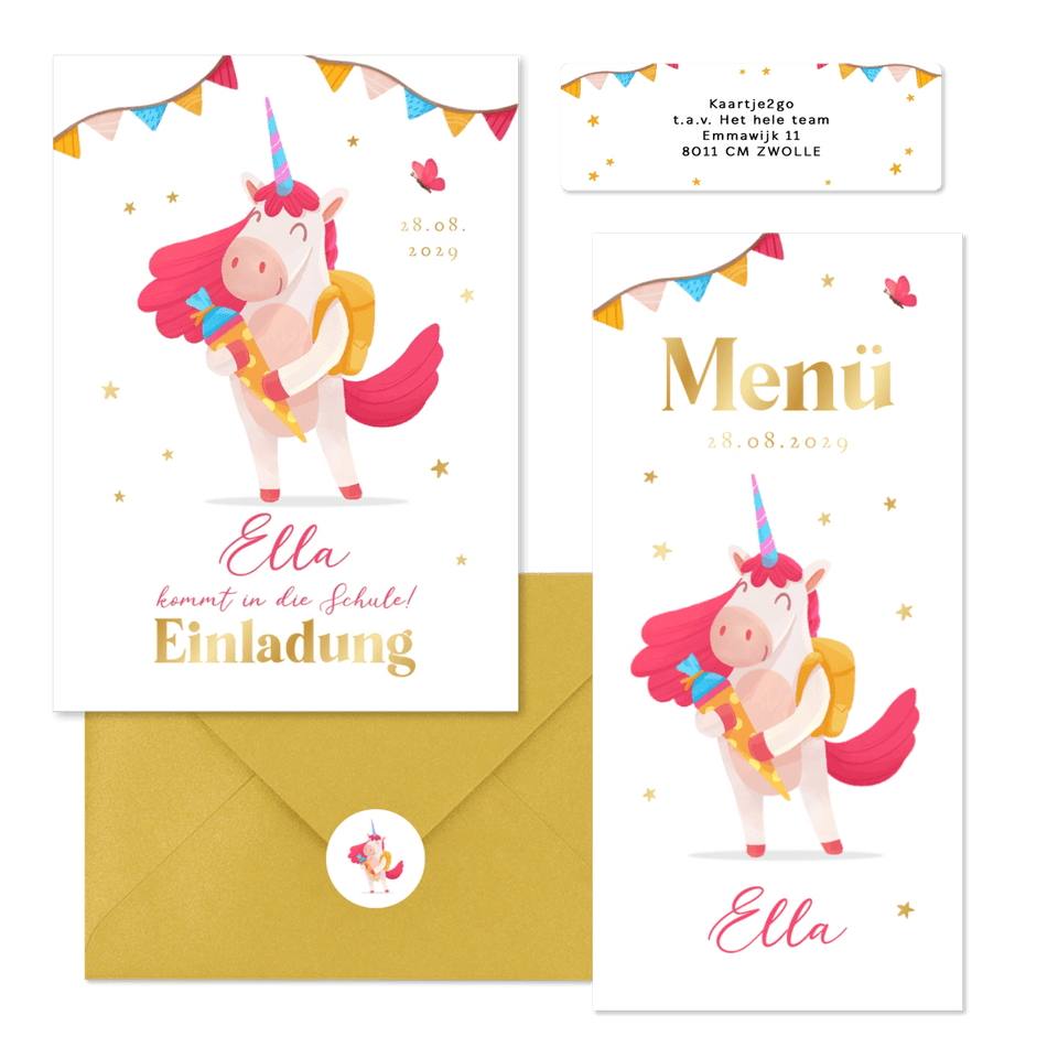 Einschulung - Unicorn pinke Mähne