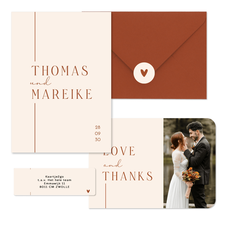 Hochzeit - Terracotta Strich auf Beige minimalistisch