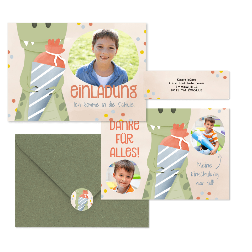 Einschulung - Dino mit Schultüte