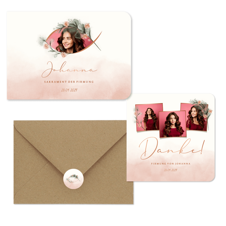 Firmung Fisch Aquarell Rosa M