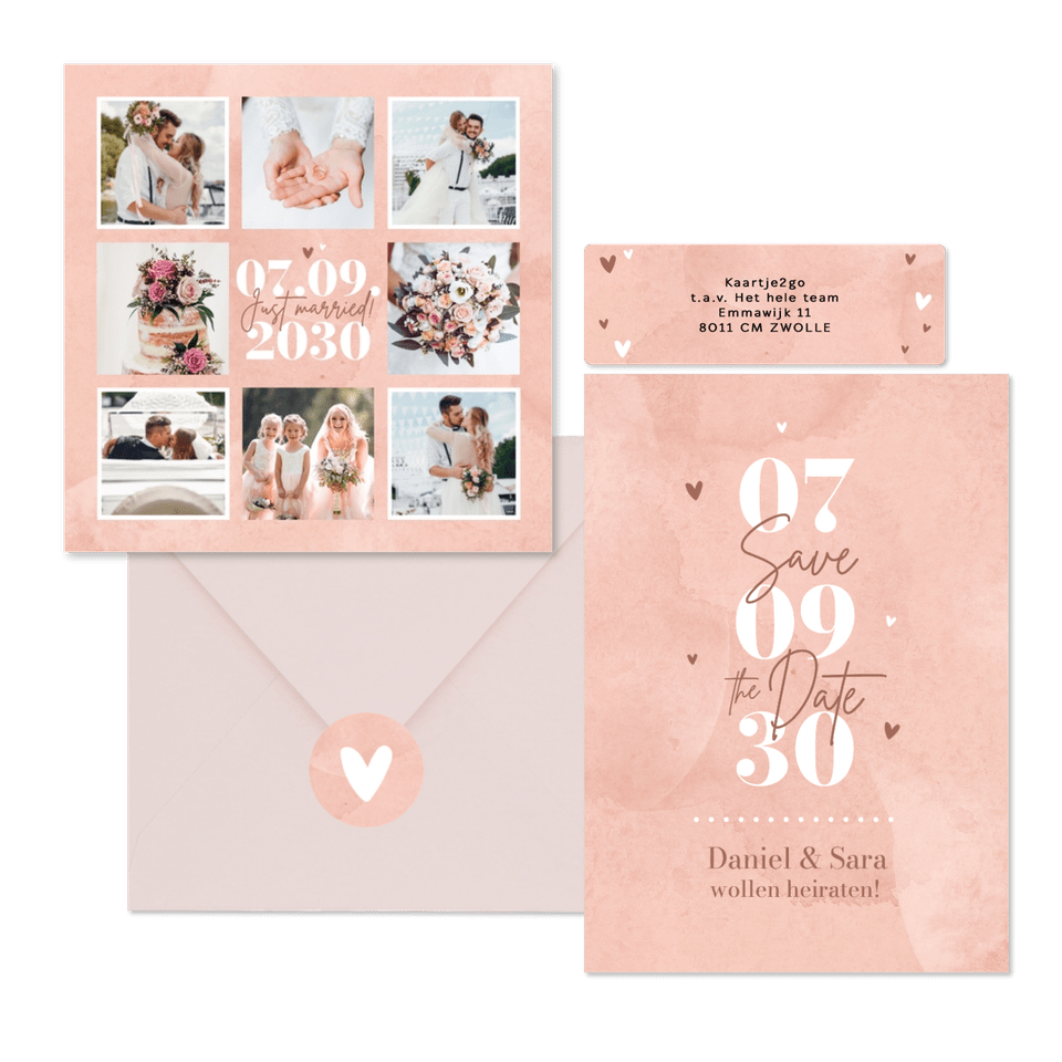 Hochzeit - Rosa Aquarell Typografie 